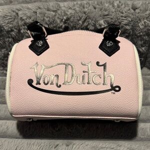 Von Dutch Light Pink Mini Bag with Black Accents
